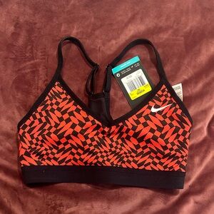 Nike Women's Geometric Red and Black Sports Bra